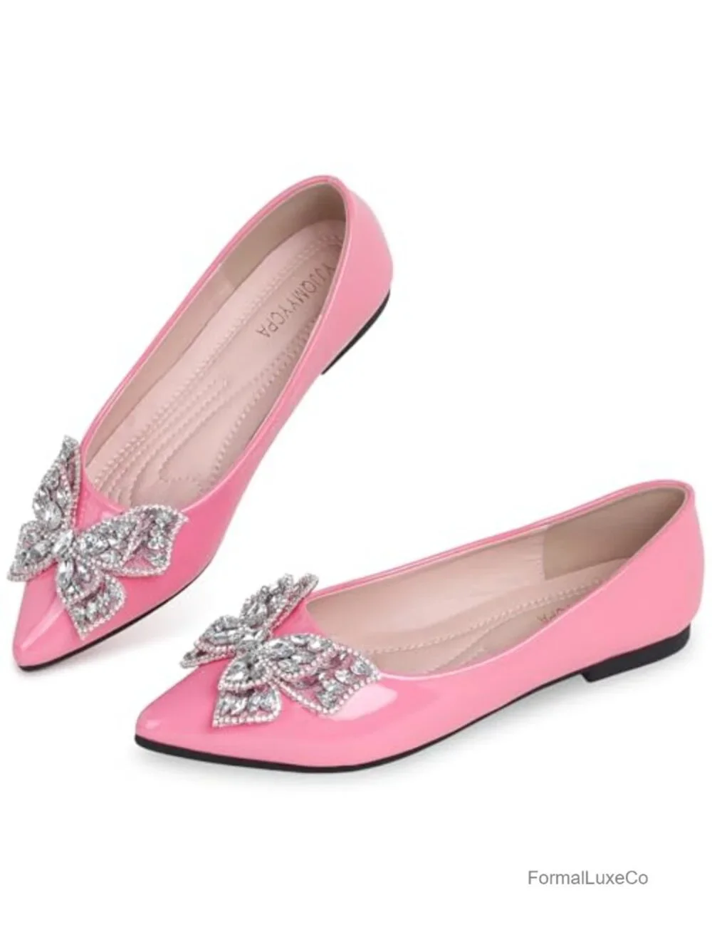 Women's Rhinestone Pointed Ballet Flats Breathable Comfort Slip On